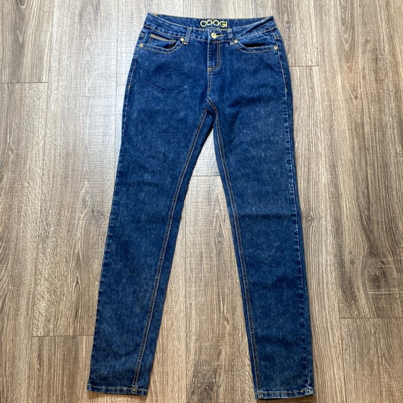 COOGI embroidered gold cross rhinestone jeans, size 7/8 - Picture 2 of 13